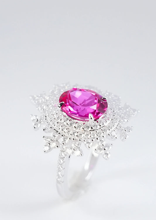 Exquisite Pink Sapphire Ring - Pink Snowflake