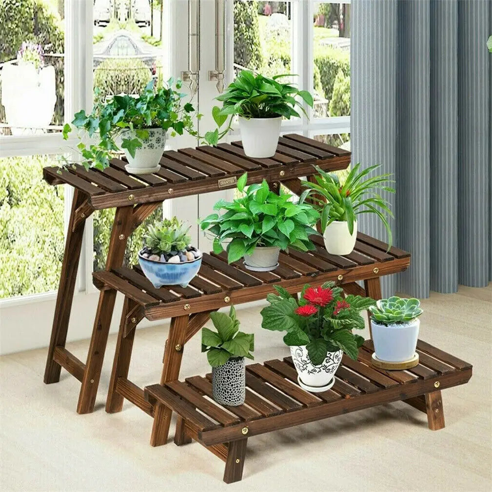 DecorBites™ 3 Tier Wood Ladder Plant Stand
