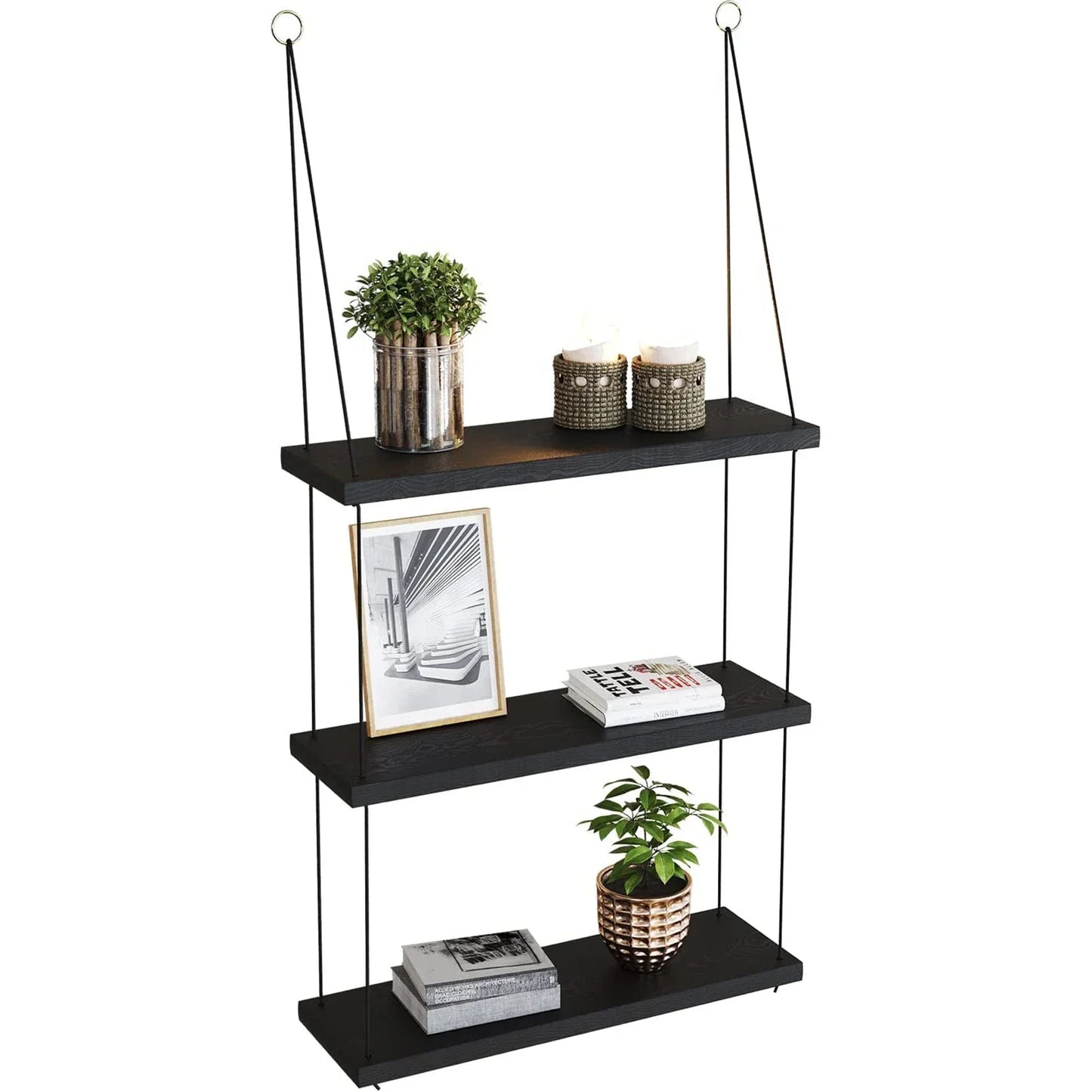 DecorBites™ 3-Tier Wooden Floating Shelf for Boho Decor
