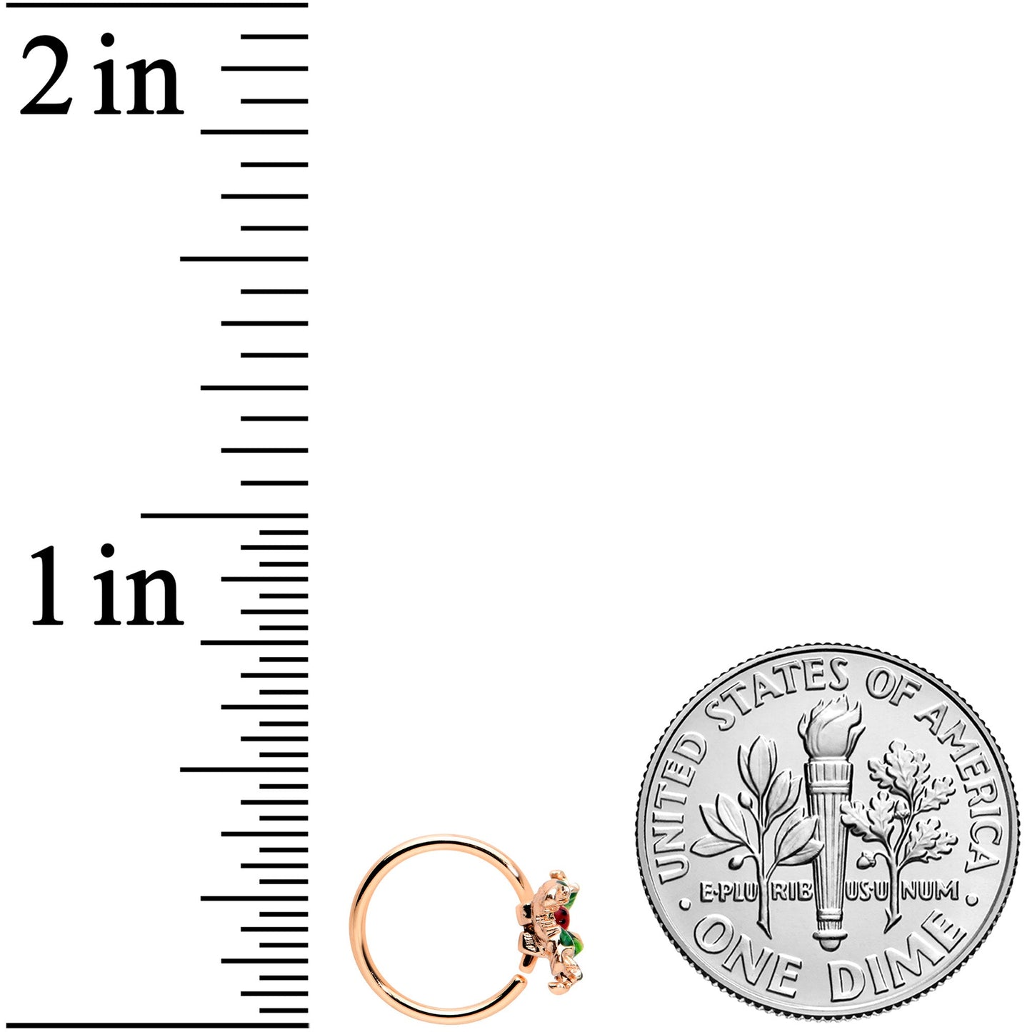 20G 5/16 Rose Gold Tone Tiny Ladybug Leaves Nose Hoop