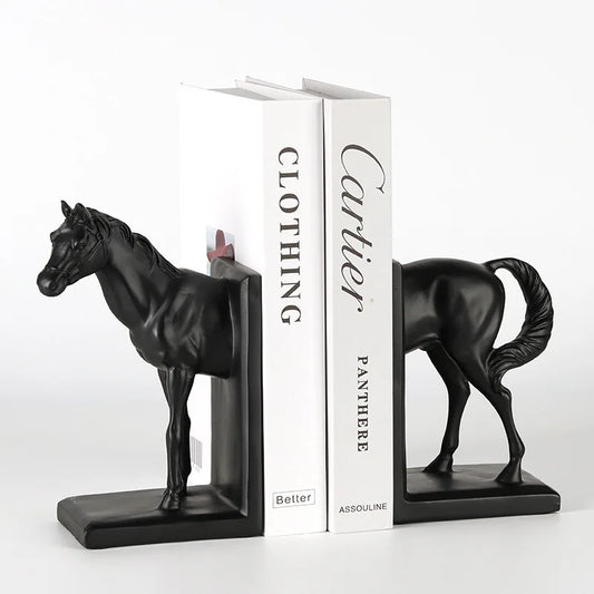 "DecorBites™ Dark Horse Stallion Resin Figurine for Home Decor Bookshelf Storage"