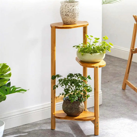 DecorBites™ Bamboo 3 Tier Corner Plant Stand Display