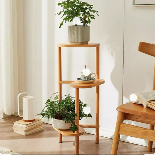 DecorBites™ Bamboo Corner Plant Stand: 3-Tier Flower Display