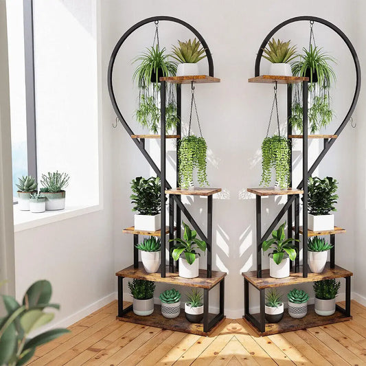 DecorBites™ Heart-Shaped Plant Stand with Hooks for 20 Pots