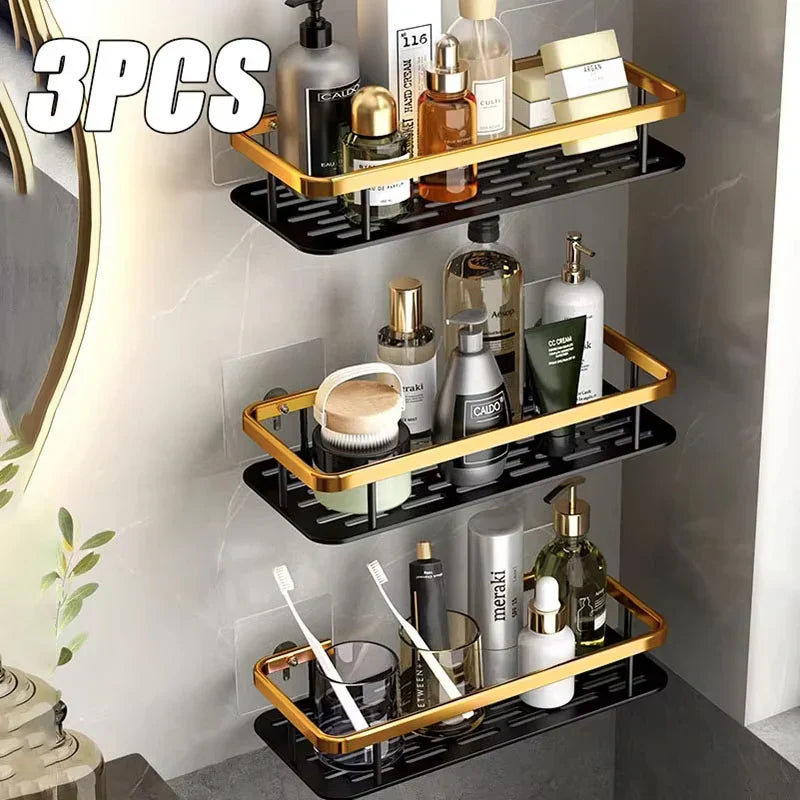 DecorBites™ Modern Aluminum Bathroom Corner Caddy Shelf