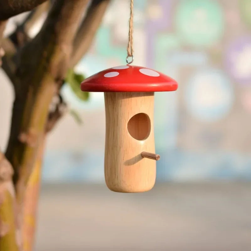 DecorBites™ Wooden Hanging Hummingbird House Feeder