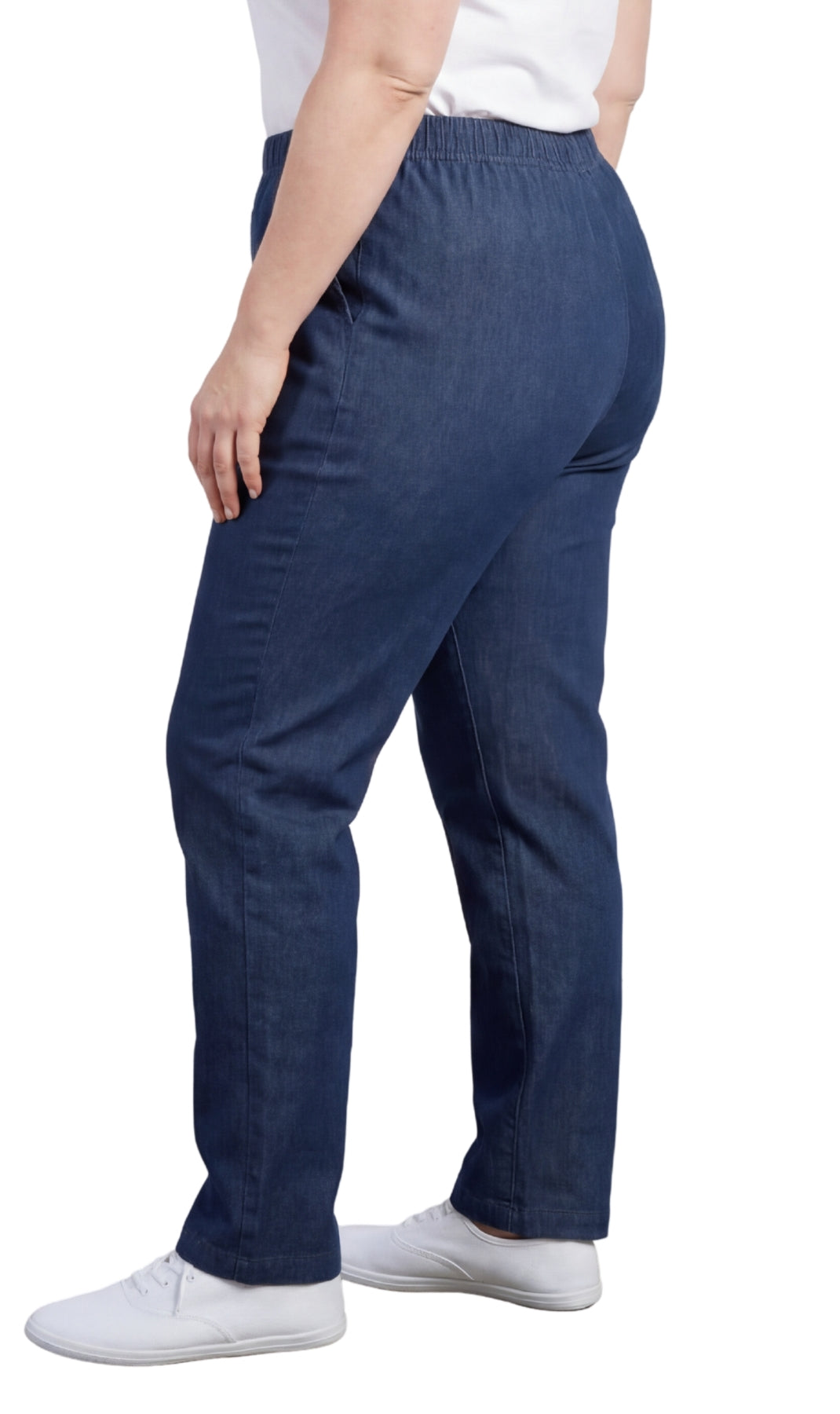 Women's Lightweight Pull-On Denim Jeans with Elastic Waist – Relaxed Fit Stretch Jeans for Casual Everyday Wear