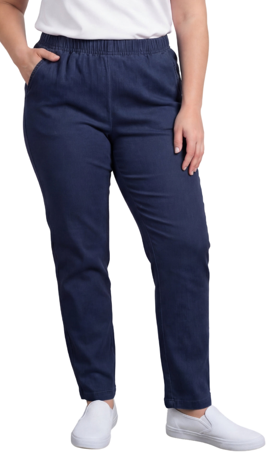 Women's Lightweight Pull-On Denim Jeans with Elastic Waist – Relaxed Fit Stretch Jeans for Casual Everyday Wear