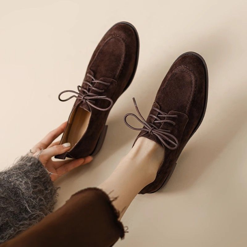 Women’s Retro Deep-Mouth Lace-Up Loafers