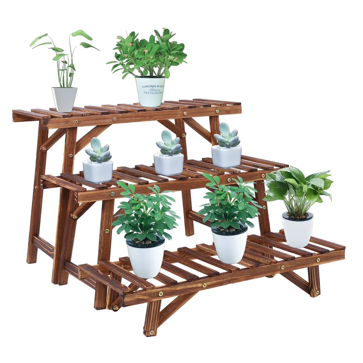 DecorBites™ 3 Tier Wood Ladder Plant Stand