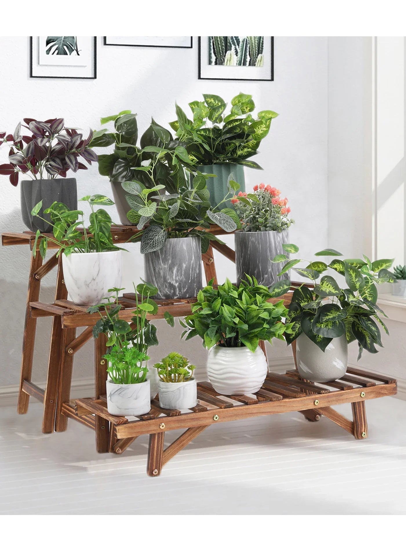 DecorBites™ 3 Tier Wood Ladder Plant Stand