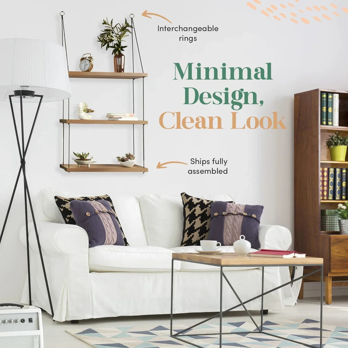 DecorBites™ 3-Tier Wooden Floating Shelf for Boho Decor