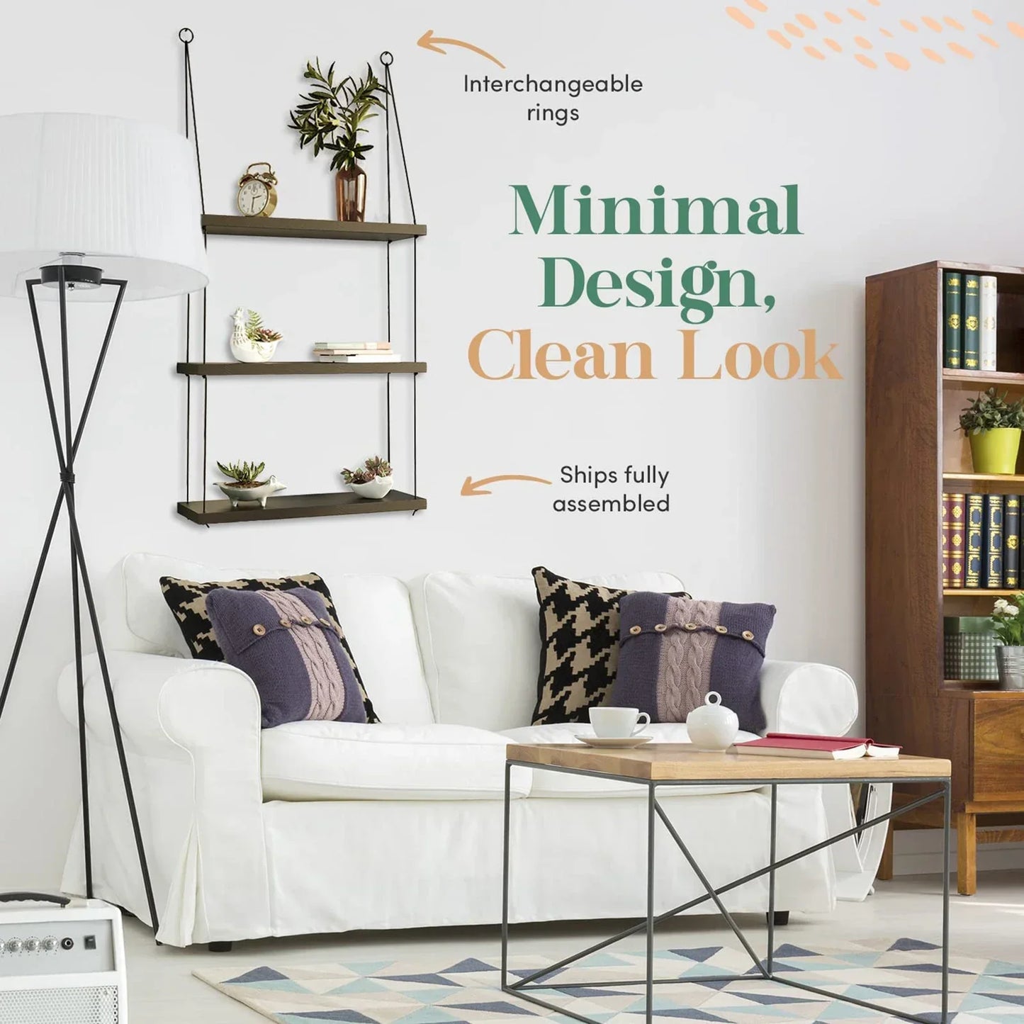 DecorBites™ 3-Tier Wooden Floating Shelf for Boho Decor