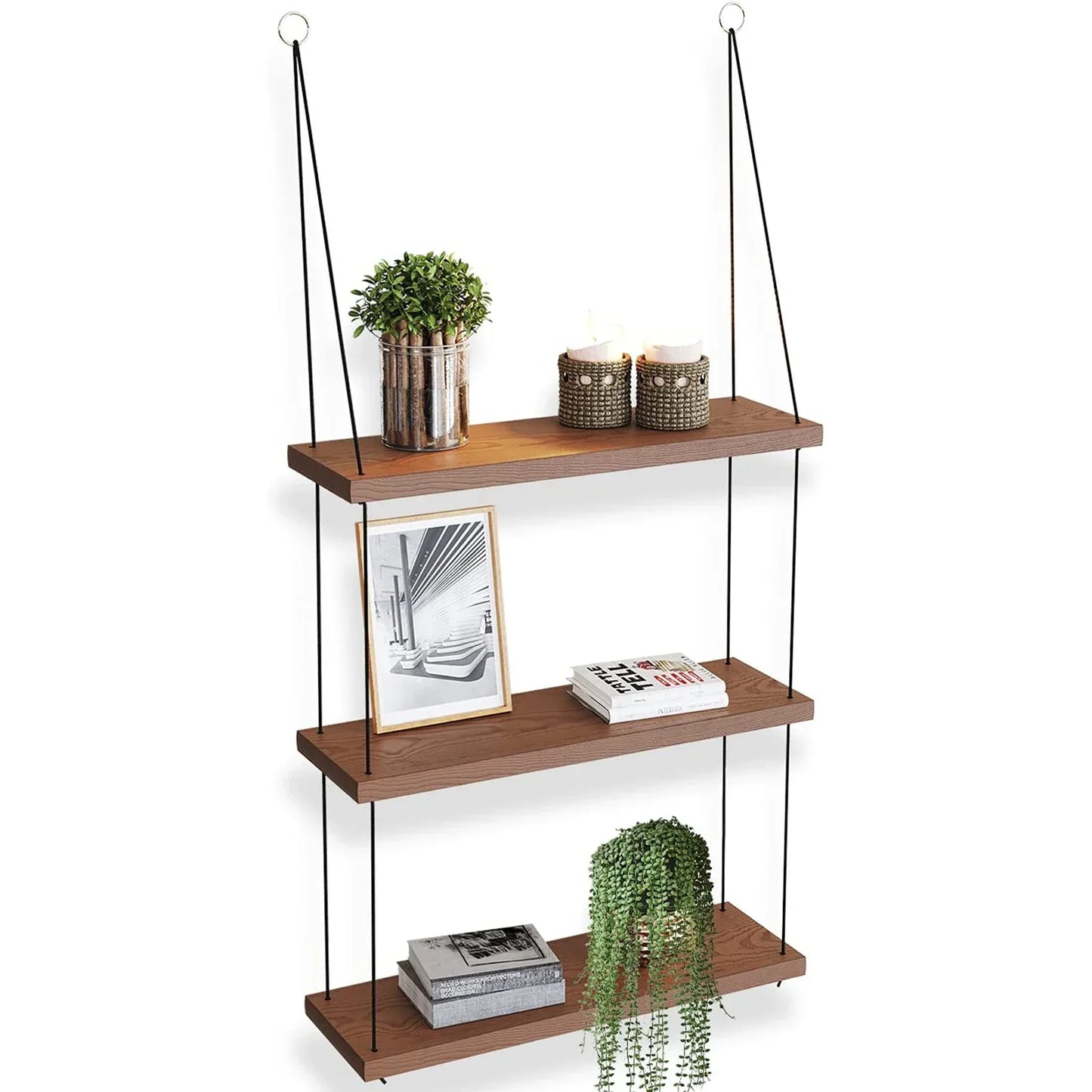 DecorBites™ 3-Tier Wooden Floating Shelf for Boho Decor
