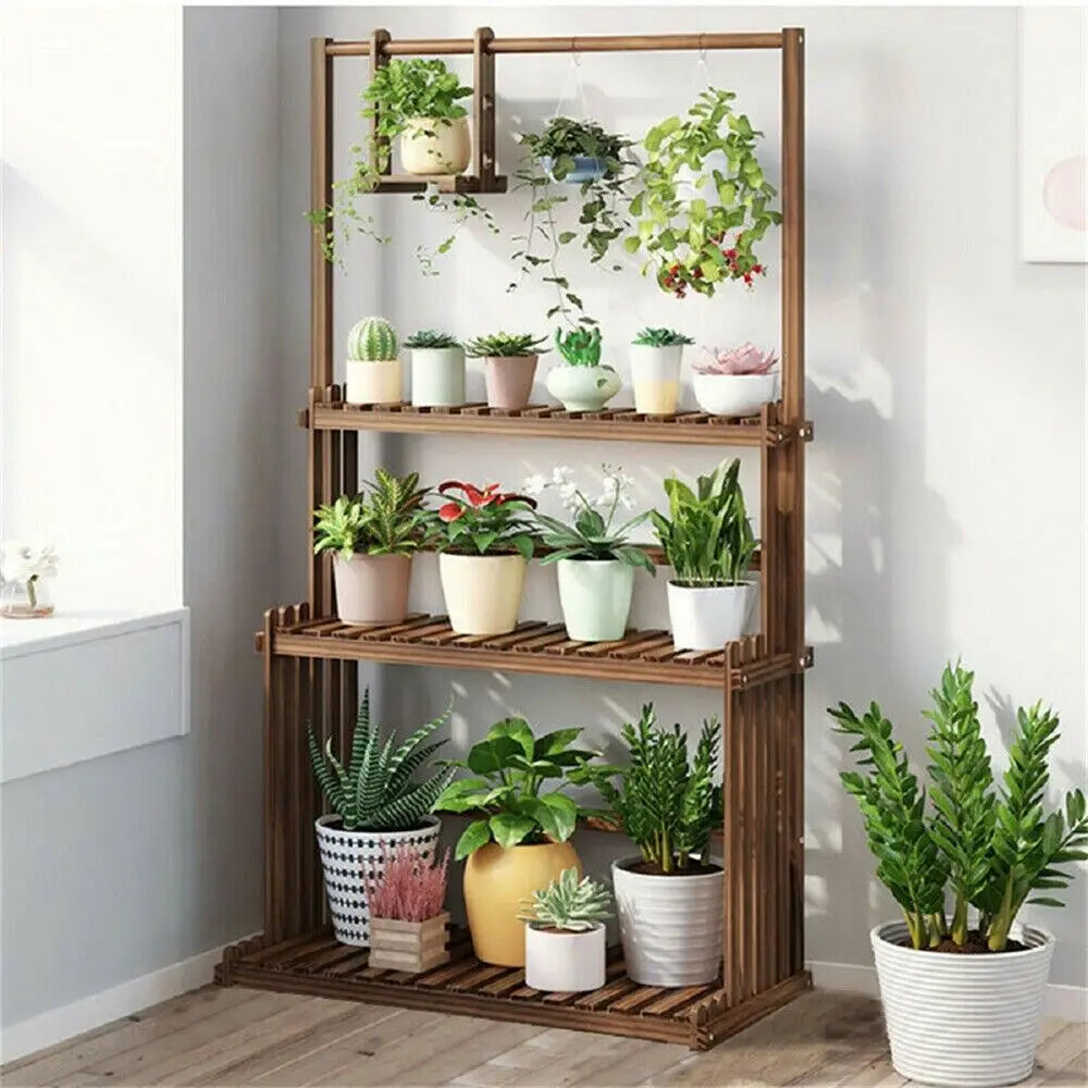 DecorBites™ 3-Tier Wooden Hanging Plant Stand