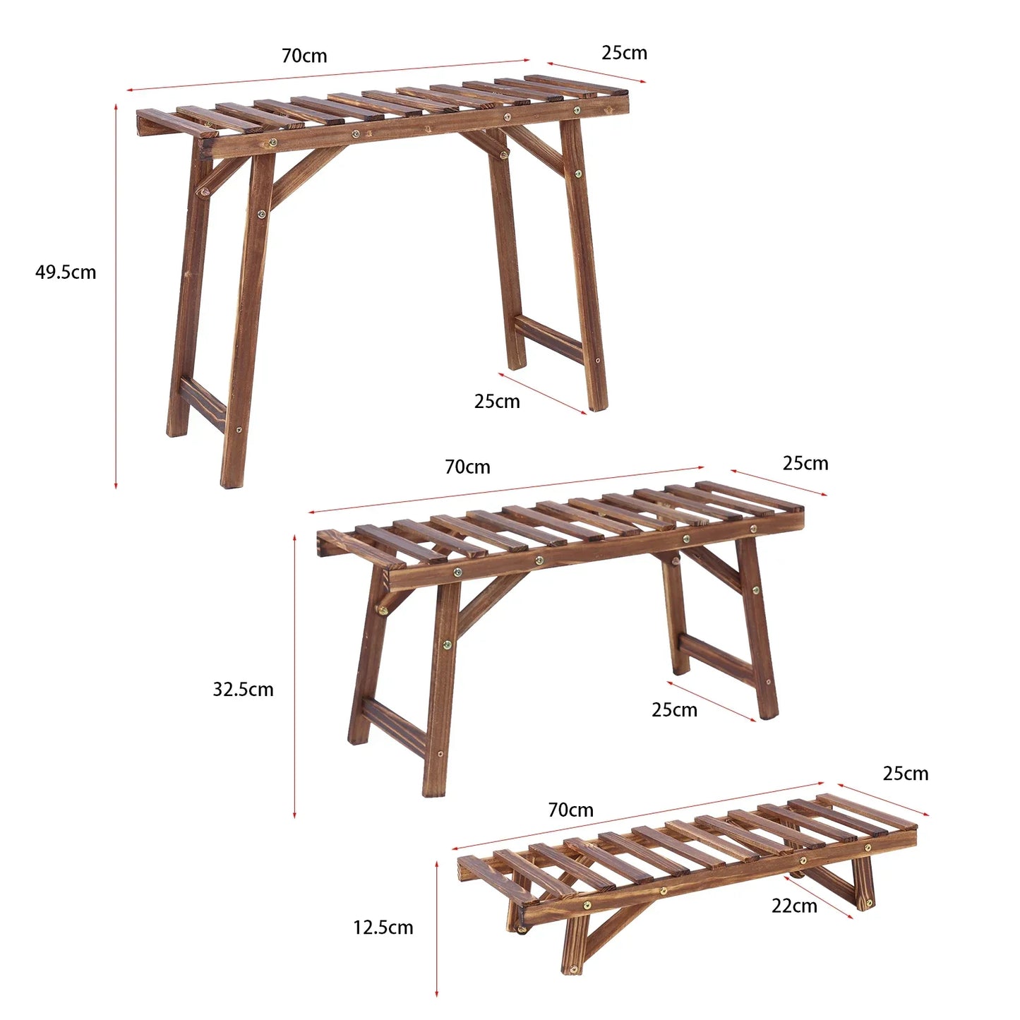 DecorBites™ 3 Tier Wooden Plant Stand Shelf