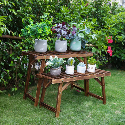 DecorBites™ 3 Tier Wooden Plant Stand Shelf
