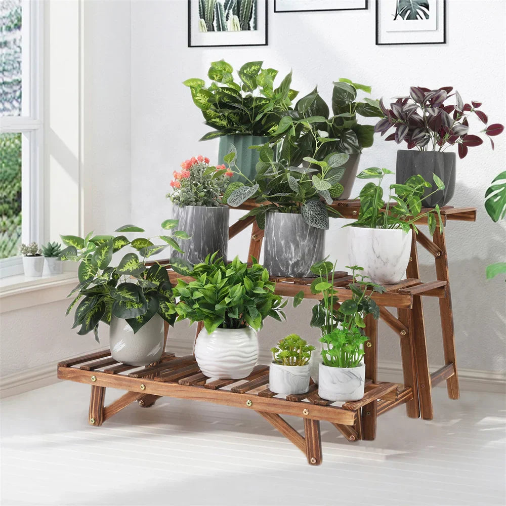 DecorBites™ 3 Tier Wooden Plant Stand Shelf