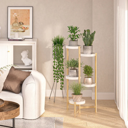 DecorBites™ 5-Tier Bamboo Plant Stand for Indoor and Outdoor