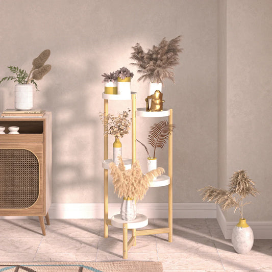 DecorBites™ 5-Tier Bamboo Plant Stand for Indoor and Outdoor