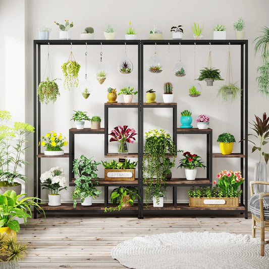 DecorBites™ 5-Tier Tall Metal Plant Stand with Hanging Hooks