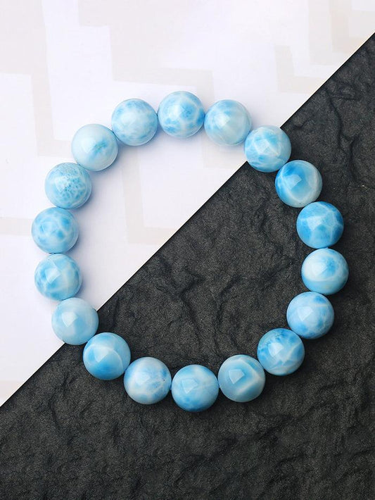 Dominican Larimar Crystal Oceanic Patterns Bracelet