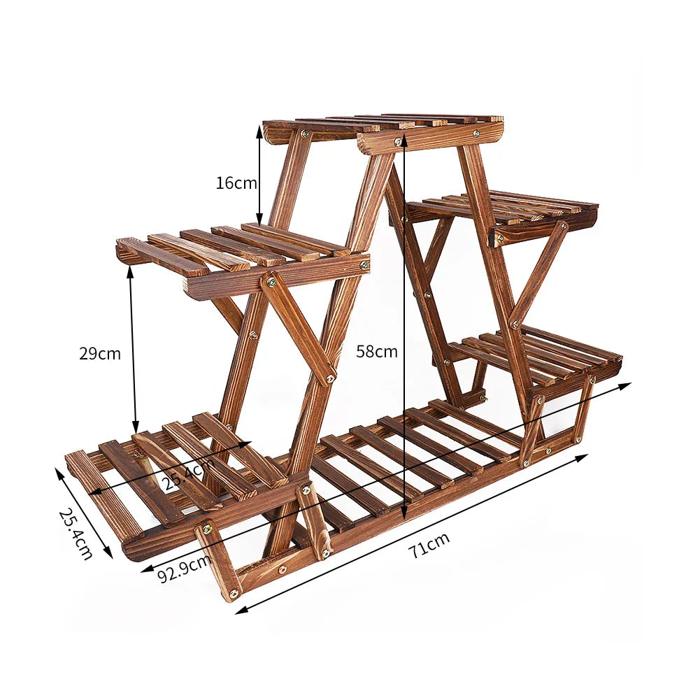 DecorBites™ 6-Tier Wooden Plant Stand for Indoor/Outdoor use