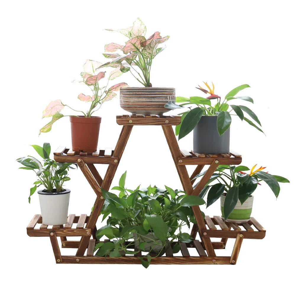 DecorBites™ 6-Tier Wooden Plant Stand for Indoor/Outdoor use