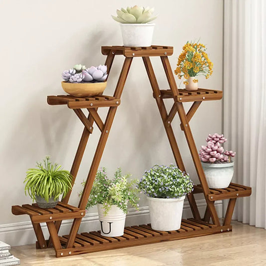 DecorBites™ 6-Tier Wooden Plant Stand for Indoor/Outdoor use