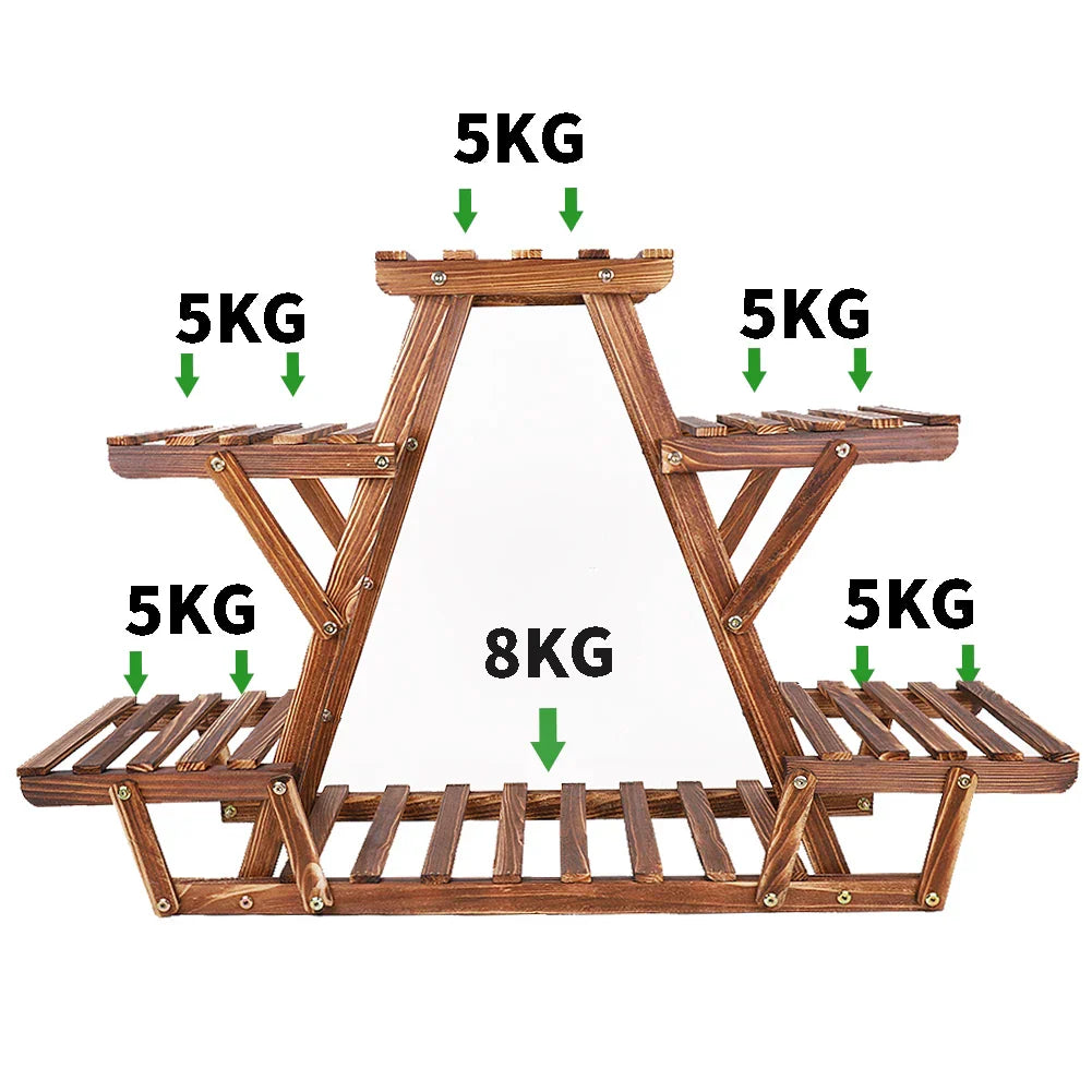 DecorBites™ 6-Tier Wooden Plant Stand for Indoor/Outdoor use