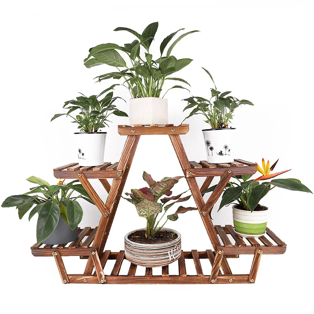 DecorBites™ 6-Tier Wooden Plant Stand for Indoor/Outdoor use