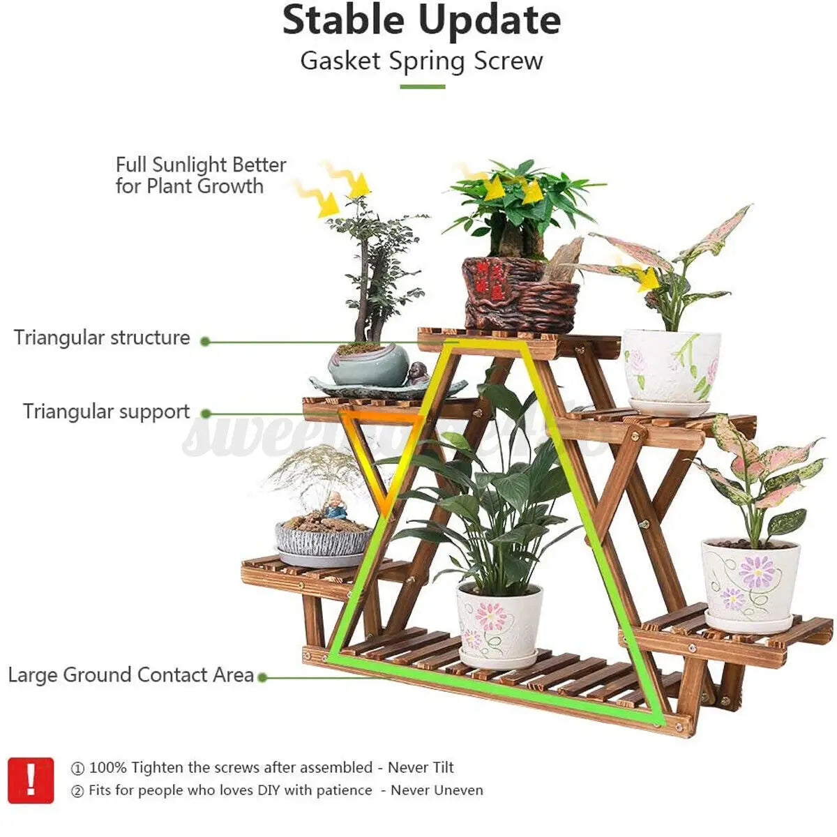 DecorBites™ 6-Tier Wooden Plant Stand for Indoor/Outdoor use