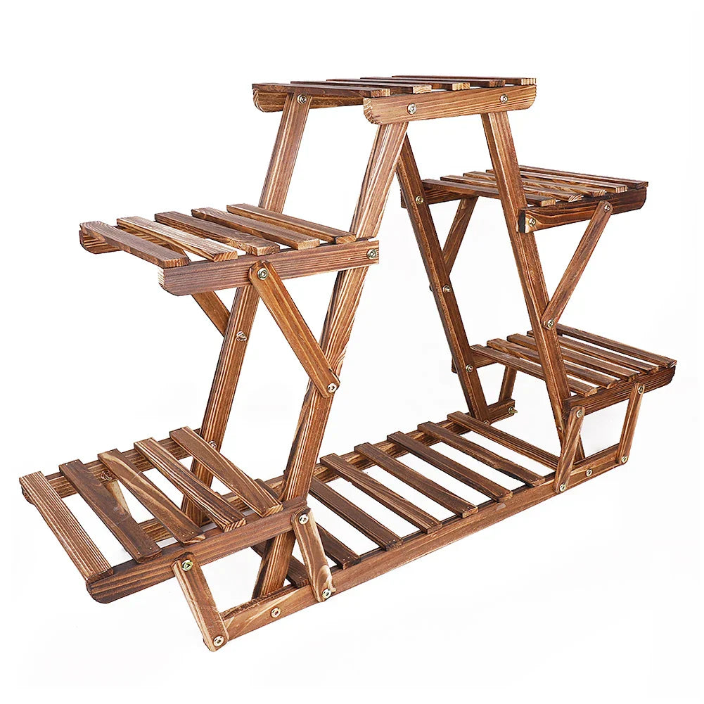DecorBites™ 6-Tier Wooden Plant Stand for Indoor/Outdoor use