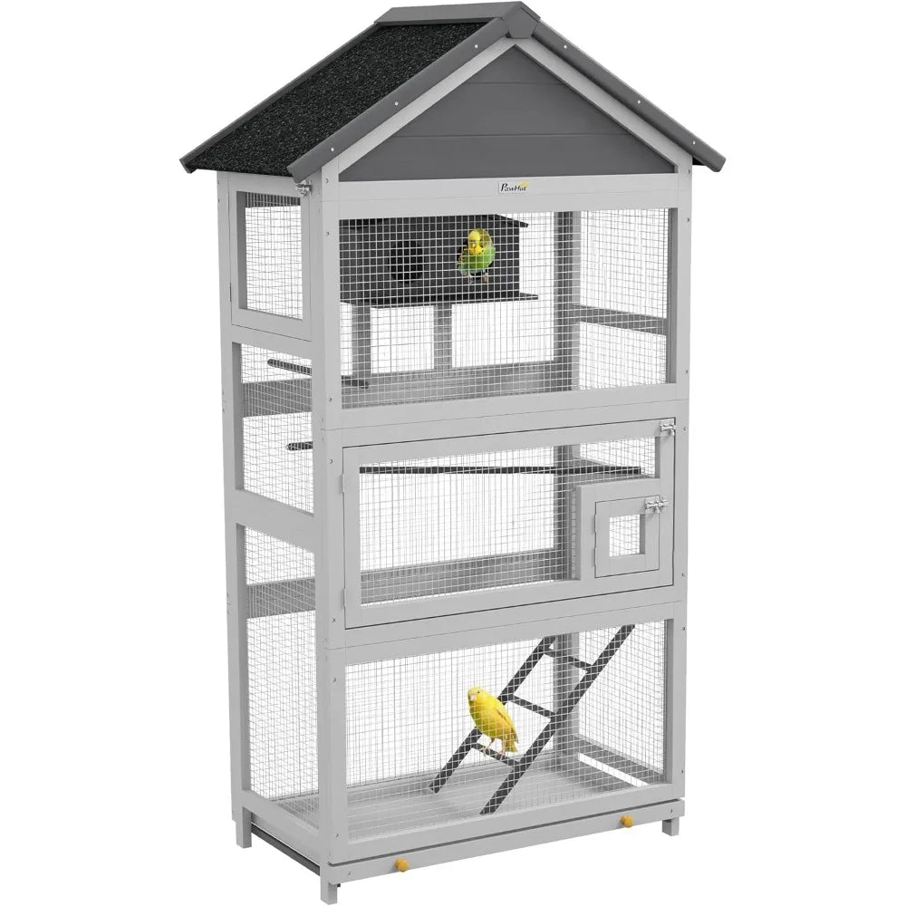 DecorBites™ 67" Wooden Outdoor Bird Aviary for Finches and Parakeets