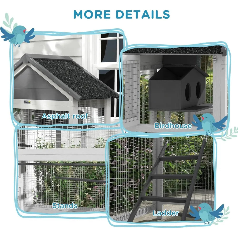 DecorBites™ 67" Wooden Outdoor Bird Aviary for Finches and Parakeets