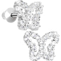 .925 Sterling Silver Clear CZ Open Butterfly Youth Screwback Earrings