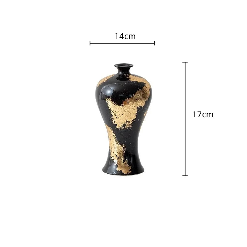 "DecorBites™ Gold Foil Pattern Ceramic Vase - Handcrafted Flowerpot Terrarium Home Decor"