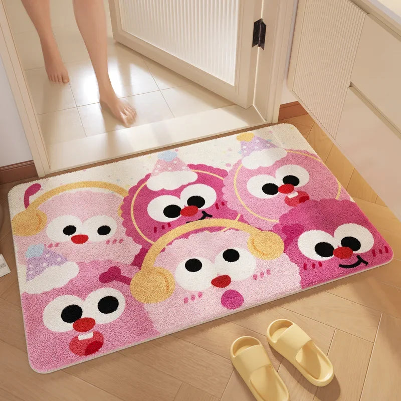 "DecorBites™ Cartoon Print Bathroom Carpet: Soft, Absorbent & Anti-Slip Entrance Mat"