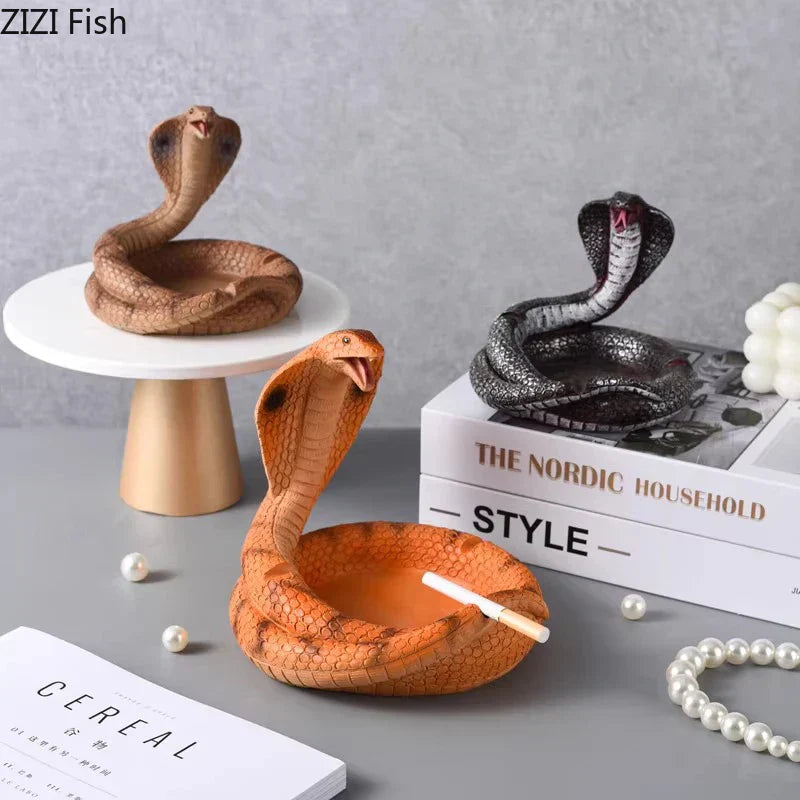 "DecorBites™ Cobra Ashtray: Resin Office Smoking Accessories & Weed Ashtray Gift for Boyfriend"