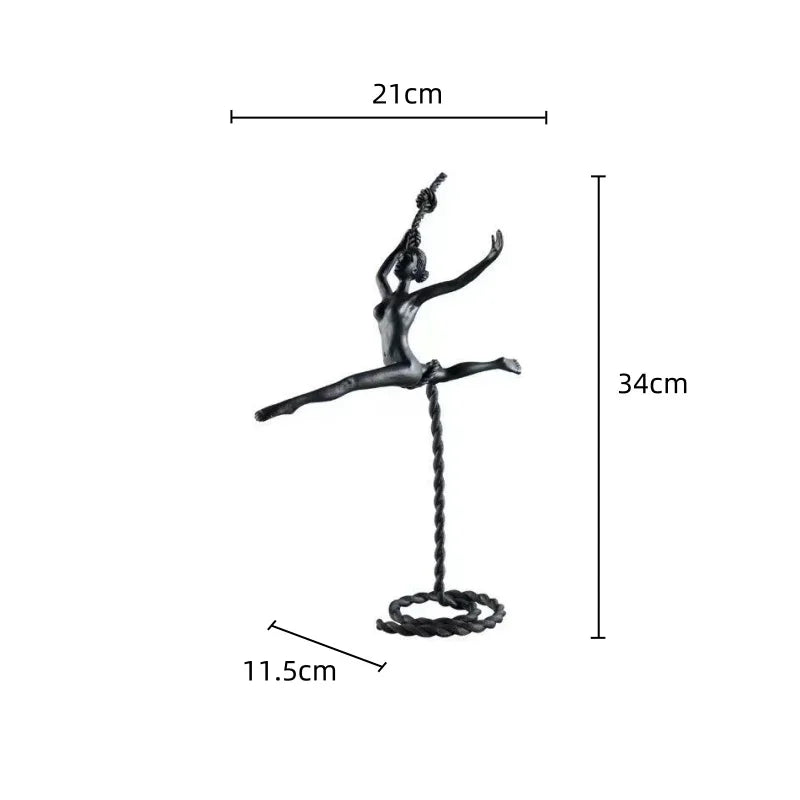 "DecorBites™ Ballerina Dancer Sculpture - Abstract Metal Handicraft Figurine for Room Decor"