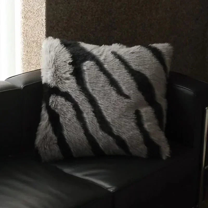 DecorBites™ Luxe Faux Fox Fur Throw Pillows for Home Decor - Plush, Soft, Cozy Sofa Cushion