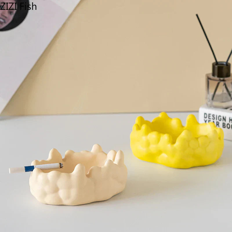"DecorBites™ Ceramic Bubble Clouds Ashtray for Home & Office Smoking Accessories"