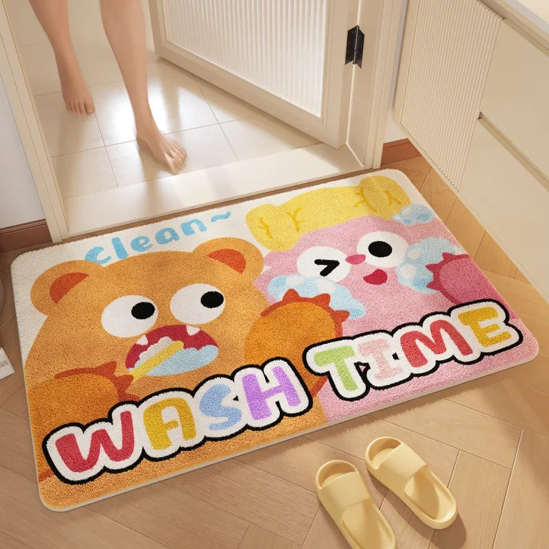 "DecorBites™ Cartoon Print Bathroom Carpet: Soft, Absorbent & Anti-Slip Entrance Mat"