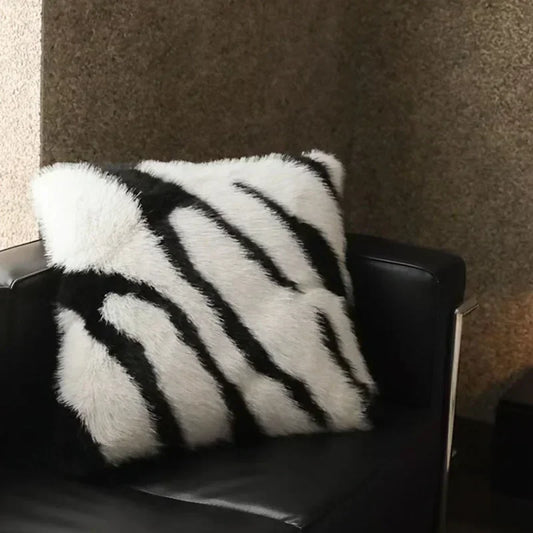 DecorBites™ Luxe Faux Fox Fur Throw Pillows for Home Decor - Plush, Soft, Cozy Sofa Cushion