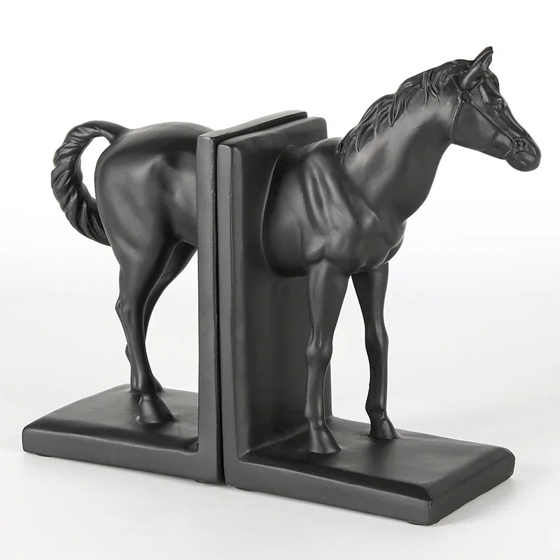 "DecorBites™ Dark Horse Stallion Resin Figurine for Home Decor Bookshelf Storage"