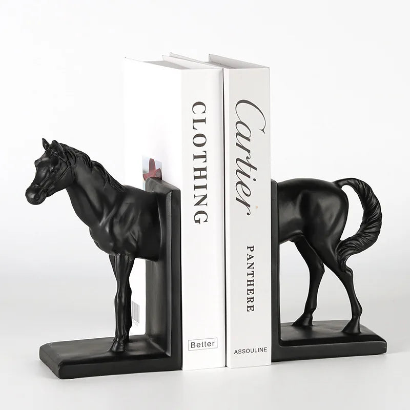 "DecorBites™ Dark Horse Stallion Resin Figurine for Home Decor Bookshelf Storage"