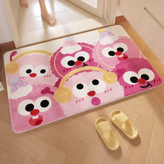 "DecorBites™ Cartoon Print Bathroom Carpet: Soft, Absorbent & Anti-Slip Entrance Mat"