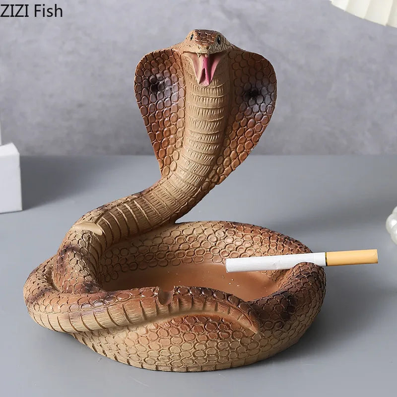 "DecorBites™ Cobra Ashtray: Resin Office Smoking Accessories & Weed Ashtray Gift for Boyfriend"