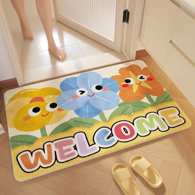 "DecorBites™ Cartoon Print Bathroom Carpet: Soft, Absorbent & Anti-Slip Entrance Mat"