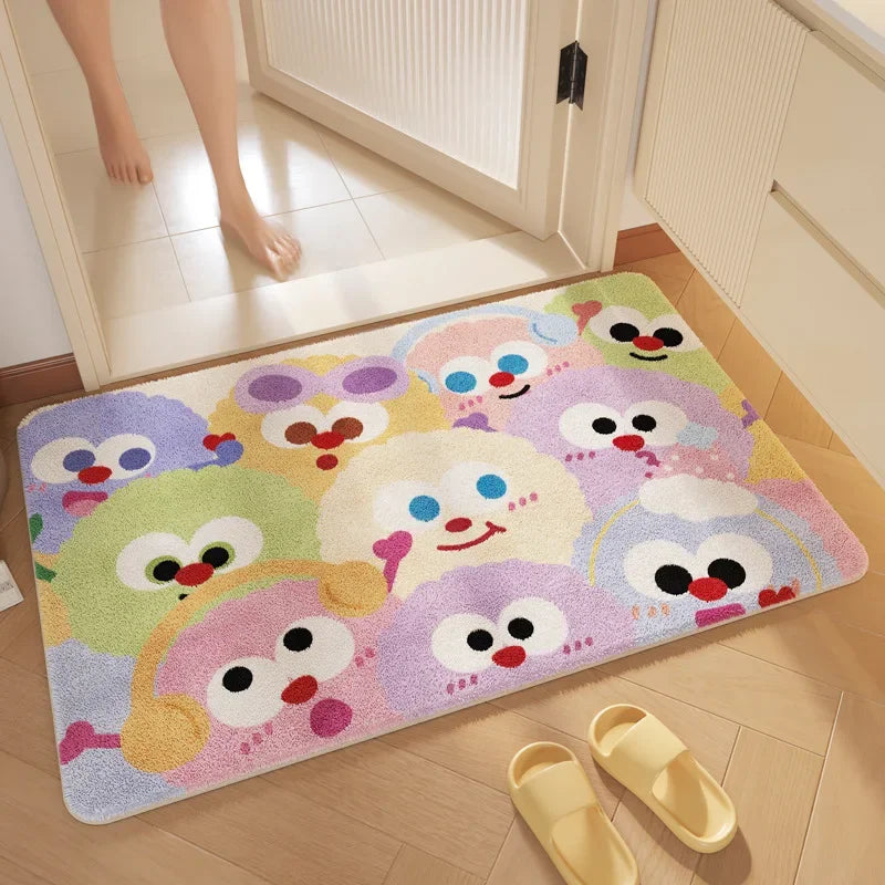 "DecorBites™ Cartoon Print Bathroom Carpet: Soft, Absorbent & Anti-Slip Entrance Mat"